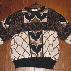 VTG CC Sport 80s aztec thunderbird front pullover acrylic knit sweater mens med